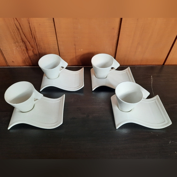 Tannex Porcelain Cappuccino Cups & Snack Plate Saucers Set of 4 - Picture 2 of 15